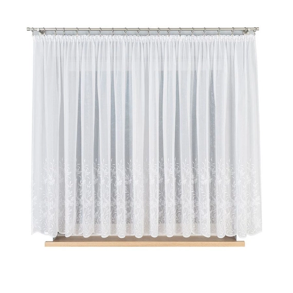 Firanka haftowana na metry 034488 / kolor biały / wysokość 160cm