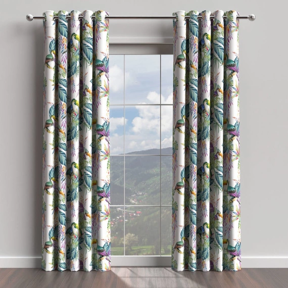 Tkanina zasłonowa w liście, pastelowa TUKANY 105 - 150cm