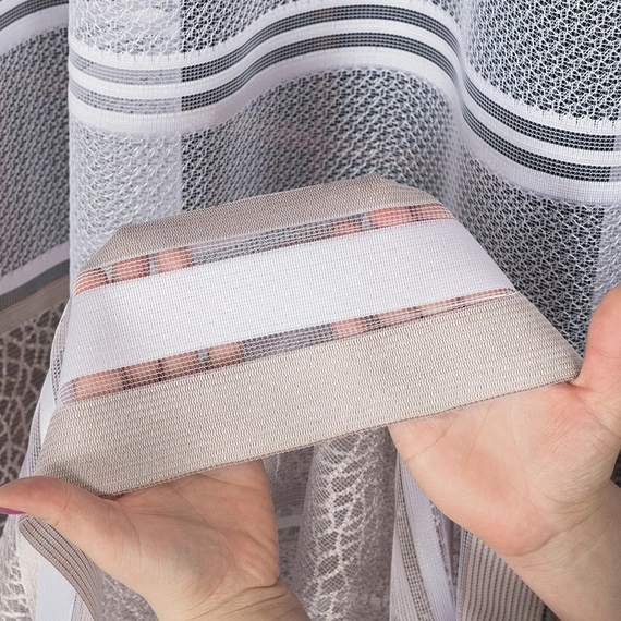 Firanka żakardowa na metry 017834 / kolor biały + złoty / wysokość 250cm