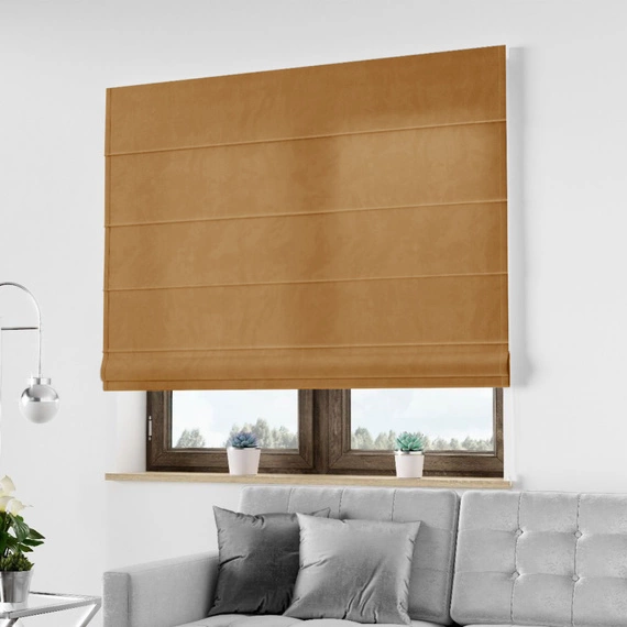 Roleta rzymska VELVET DELUXE / karmelowa 67 / szyta na wymiar