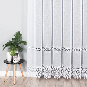 Firanka haftowana z aplikacją na metry 089060 / kolor biały / wysokość 280cm