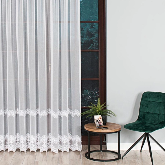 Firanka haftowana 725369 / kolor biały / wysokość 250cm