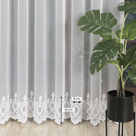 Firanka haftowana na metry 123946 / kolor biały / wysokość 280cm