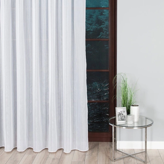 Firanka fantazyjna w pasy 018234 / kolor biały / wysokość 290cm