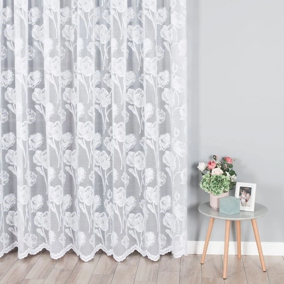 Firanka żakardowa 092918 / kolor biały z połyskiem / kupon 280x250cm