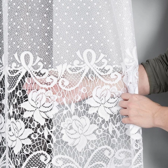 Firanka żakardowa 017480 / kolor biały / wysokość 200cm