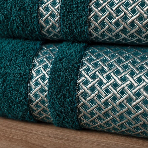 LIONEL Ręcznik, 70x140cm, kolor 101 ciemno turkusowy;petrol ze srebrną bordiurą LIONEL/RB0/101/070140/1