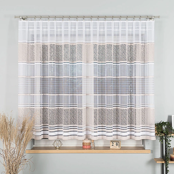 Firanka żakardowa na metry 017834 / kolor biały + złoty / wysokość 150cm