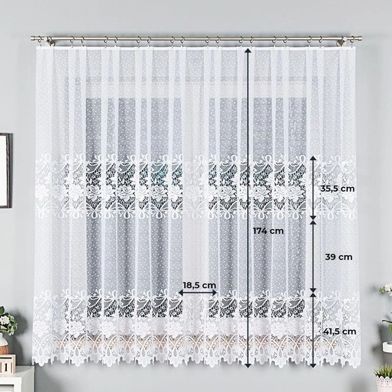 Firanka żakardowa 017480 / kolor biały / wysokość 180cm