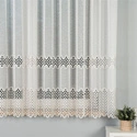 Firanka z aplikacją z wzorem pasowym 008897 / kolor kremowy / wysokość 160cm