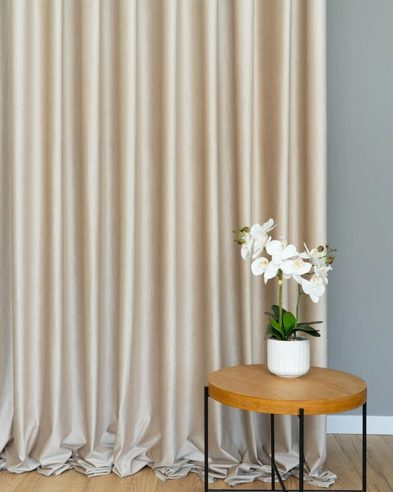 Tkanina zasłonowa VELVET EDEN prążkowana / wysokość 280cm / kolor 02 jasny ciepły beż