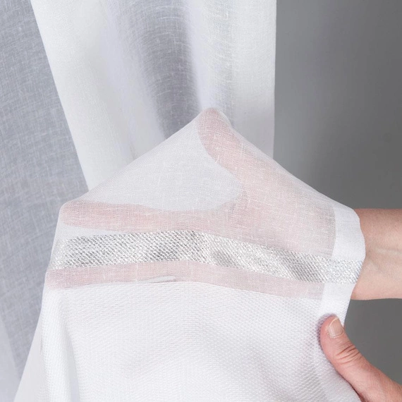 Firanka fantazyjna 000641 / kolor biały + srebrny / kupon 160x330cm