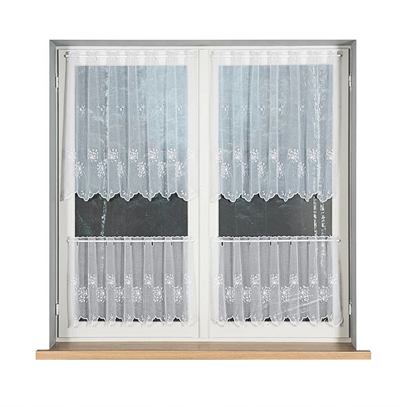 Firanka zazdroska haftowana na metry 053801 / kolor biały / wysokość 45cm