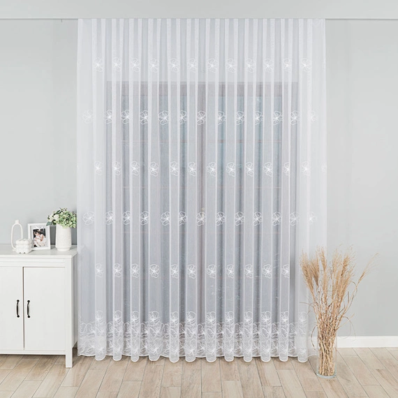 Firanka haftowana na metry 051204 / kolor biały / wysokość 280cm