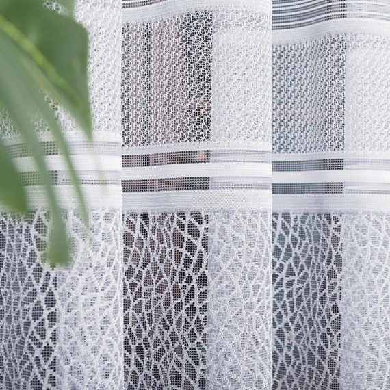 Firanka żakardowa na metry 017834 / kolor biały + szary / kupon 245x250cm