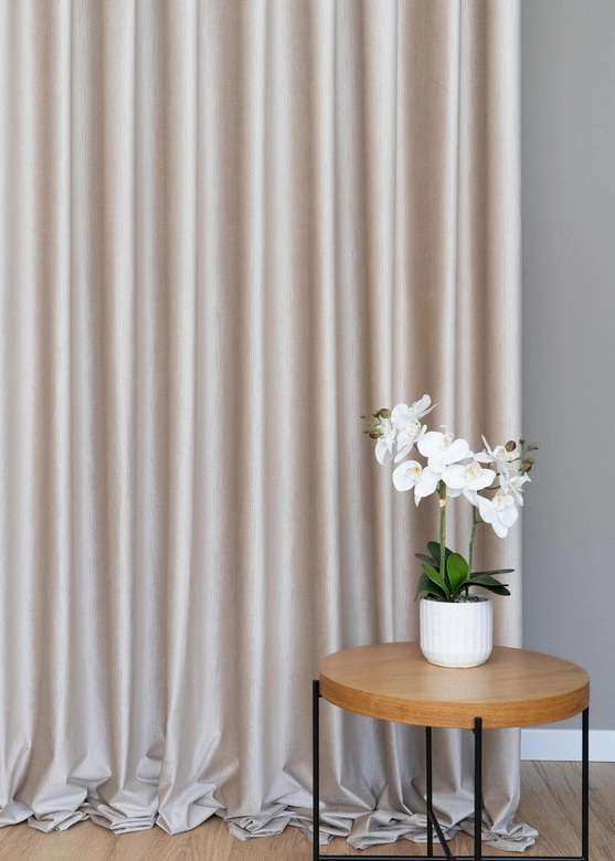 Tkanina zasłonowa VELVET EDEN prążkowana / wysokość 280cm / kolor 03 jasny zimny beż