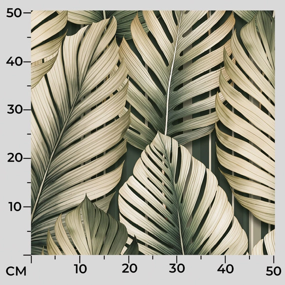 Tkanina zasłonowa w liście TROPICANA / wysokość 300cm