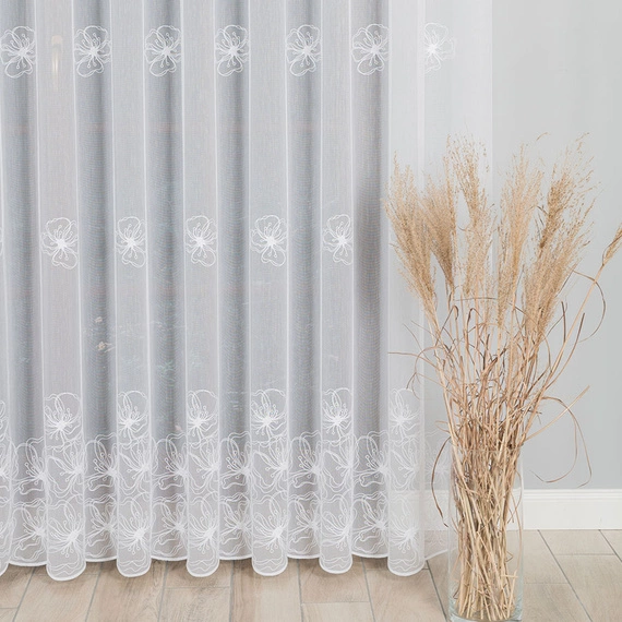 Firanka haftowana na metry 051204 / kolor biały / wysokość 280cm