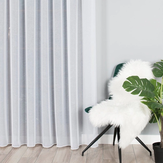 Woal kreszowany PREMIUM z obciążnikiem / kolor biały / wysokość 275cm