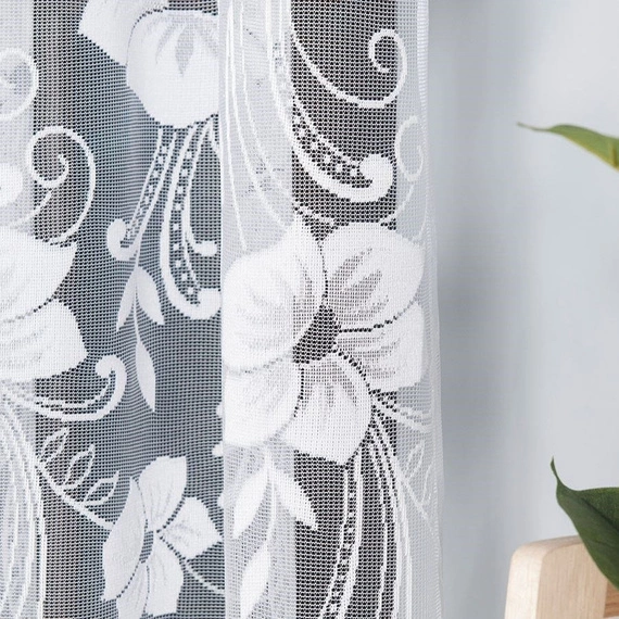 Firanka żakardowa 018041 / kolor biały / kupon 100x250cm