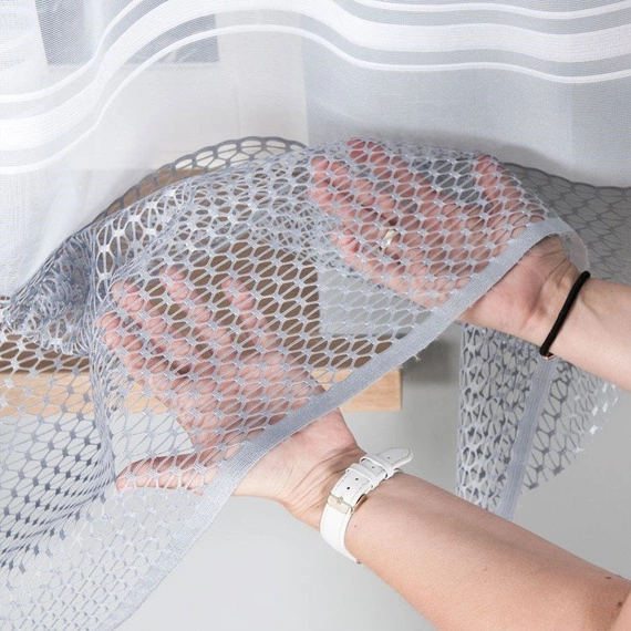 Firanka żakardowa na metry 018601 (szare pasy) - wysokość 180cm