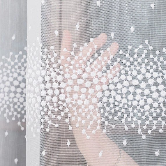 Firanka haftowana na metry 112853 / kolor biały / wysokość 160cm