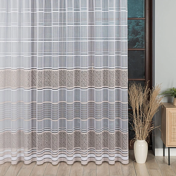 Firanka żakardowa na metry 017834 / kolor biały + złoty / wysokość 250cm