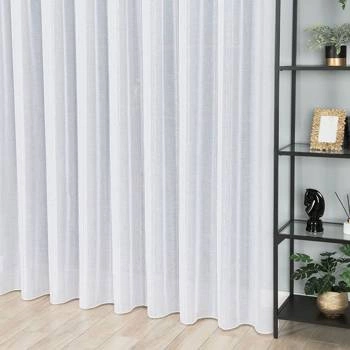 Firanka fantazyjna z pionowymi pasami 001215 / kolor biały z czarnym / wysokość 300cm