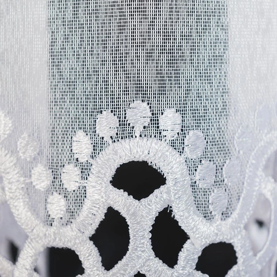 Firanka z aplikacją z wzorem pasowym 008897 / kolor biały / wysokość 175cm