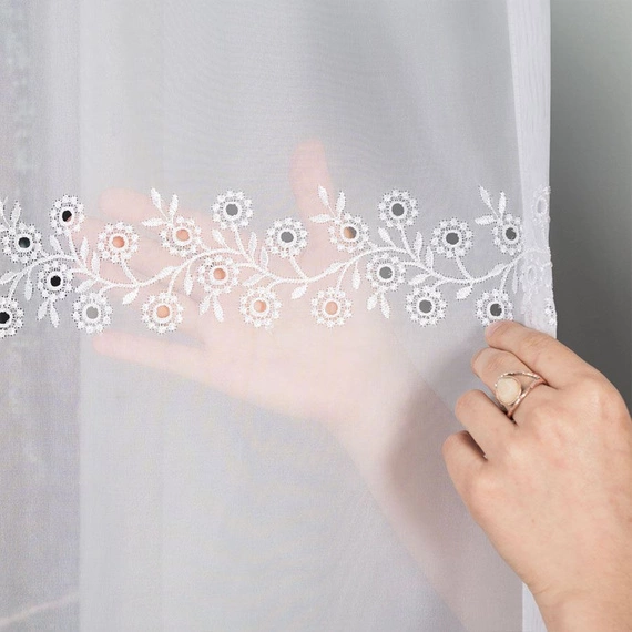 Firanka haftowana na metry 112746 / kolor biały / wysokość 160cm