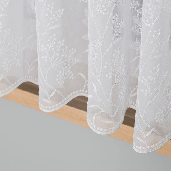 Firanka haftowana na metry 034488 / kolor biały / wysokość 160cm