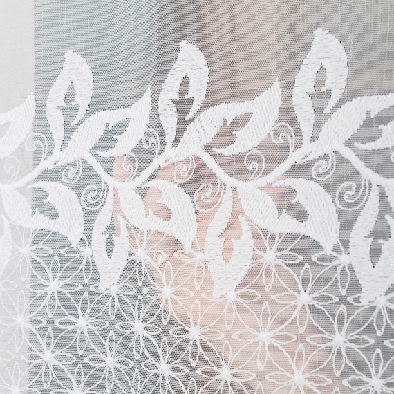 Firanka haftowana na metry 127136 / kolor biały / wysokość 160cm