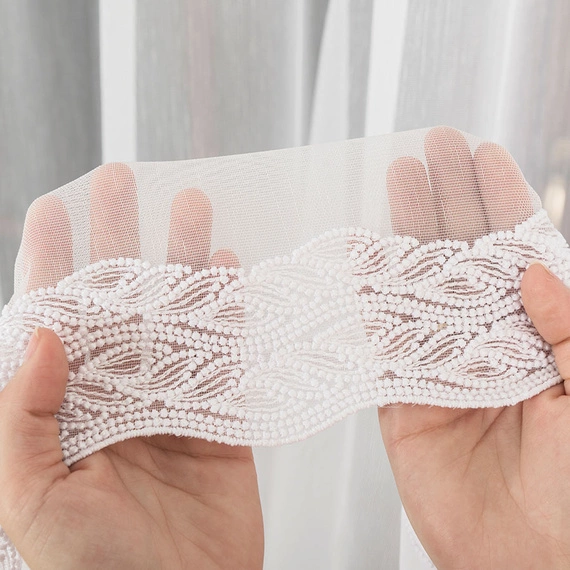 Firanka haftowana na metry 127080 / kolor biały / wysokość 280cm