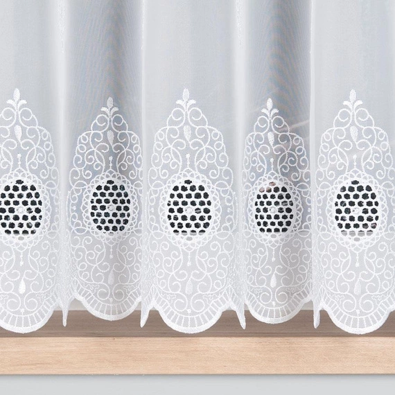 Firanka haftowana 029769 / kolor biały / wysokość 160cm