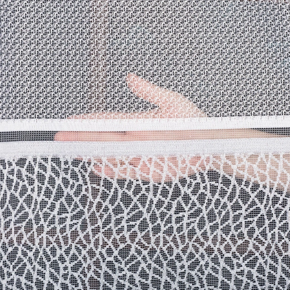 Firanka żakardowa na metry 017834 / kolor biały + szary / kupon 245x250cm