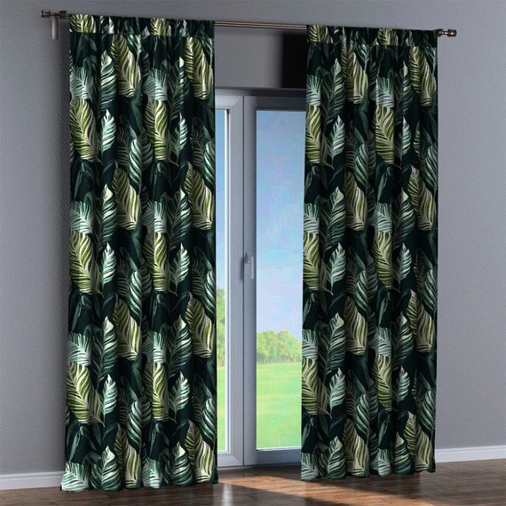Tkanina zasłonowa w liście, zielona 380392/2004 - 150cm