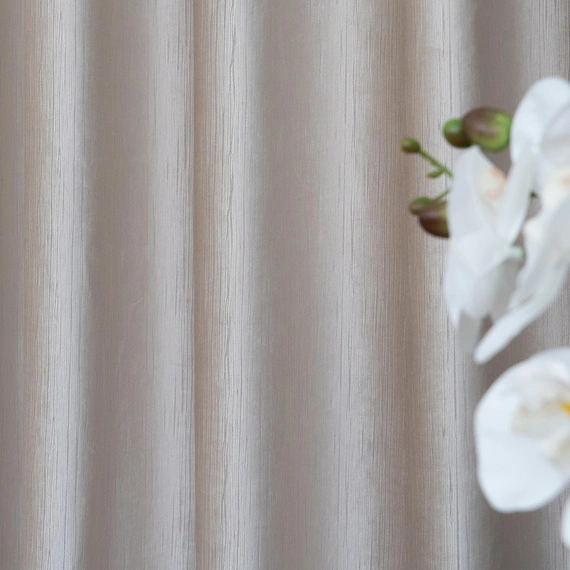 Tkanina zasłonowa VELVET EDEN prążkowana / wysokość 280cm / kolor 03 jasny zimny beż