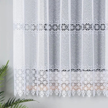 Firanka haftowana z aplikacją na metry 089060 / kolor biały / wysokość 160cm