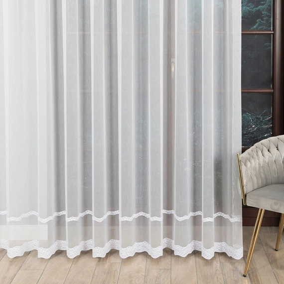 Firanka haftowana na metry 127080 / kolor biały / wysokość 280cm