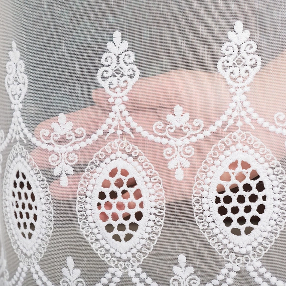 Firanka haftowana na metry 123946 / kolor biały / wysokość 280cm