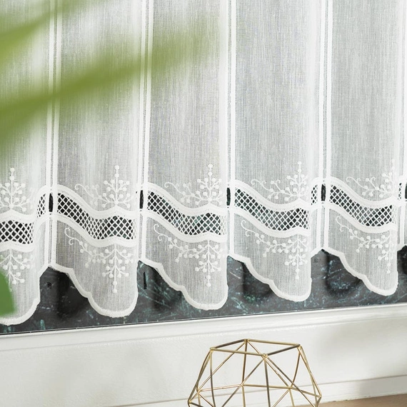 Firanka zazdroska haftowana na metry 044716 / kolor naturalny / wysokość 60cm