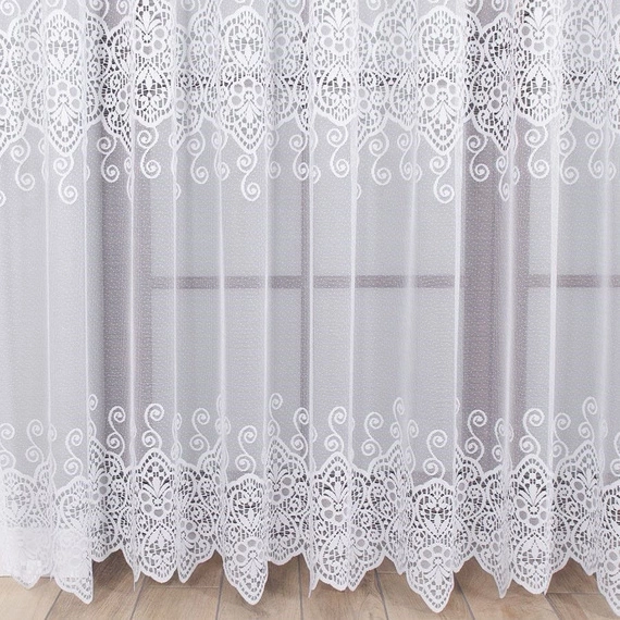 Firanka żakardowa 018495 / kolor biały / wysokość 250cm
