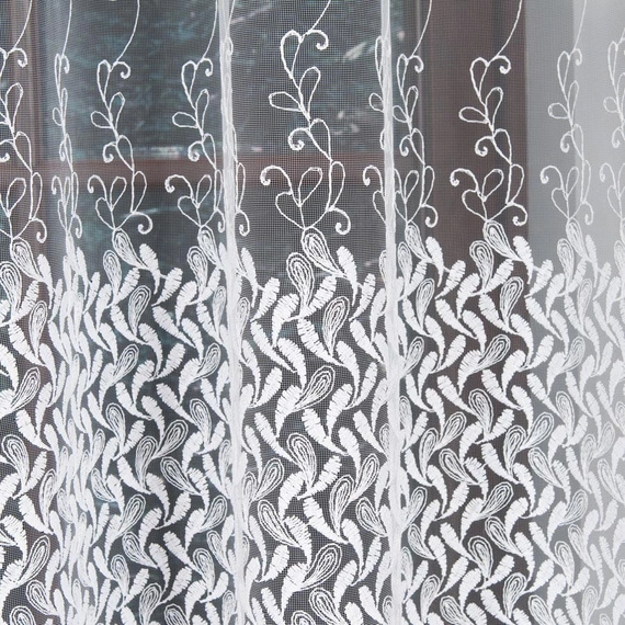 Firanka haftowana 908486 / kolor biały / wysokość 290cm