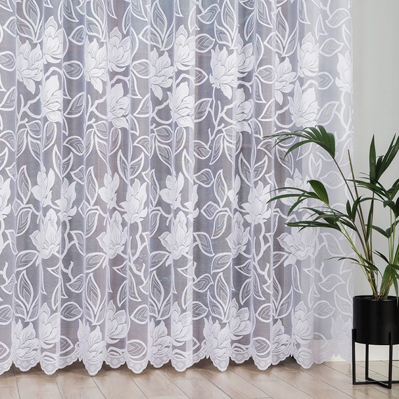 Firanka żakardowa na metry 023338 / kolor biały / kupon 235x250cm