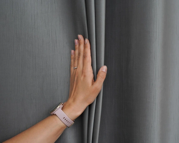 Tkanina zasłonowa VELVET EDEN prążkowana / wysokość 280cm / kolor 11 ciemny szary