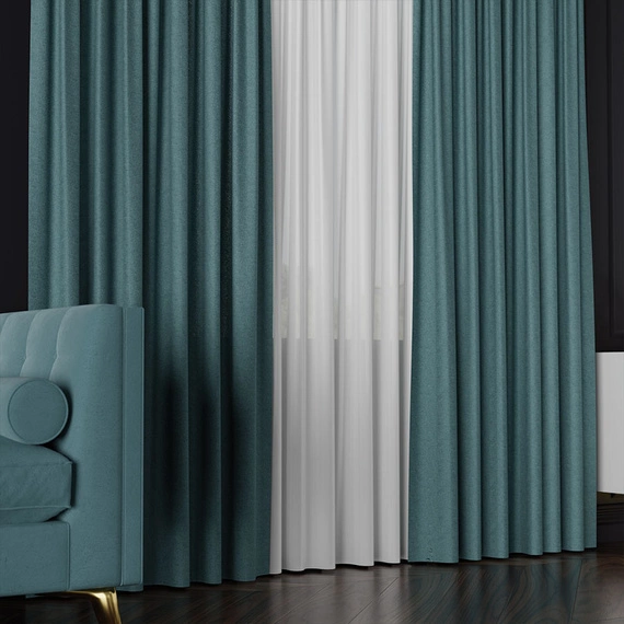 Tkanina zasłonowa na metry Lukrecja / wysokość 310cm / kolor 026 turkusowy