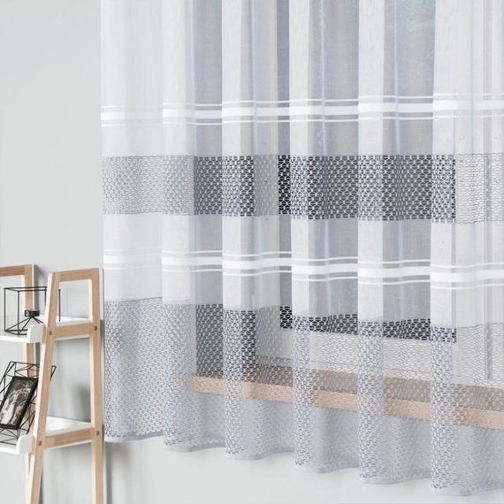 Firanka żakardowa na metry 018601 (szare pasy) - wysokość 180cm