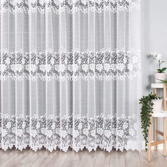 Firanka żakardowa 017480 / kolor biały / wysokość 200cm