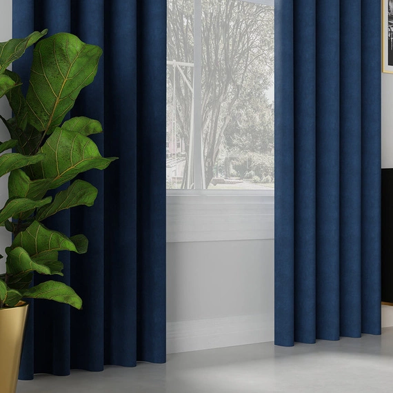 Tkanina zasłonowa IDALIA / kolor granatowy / kupon 75x300cm