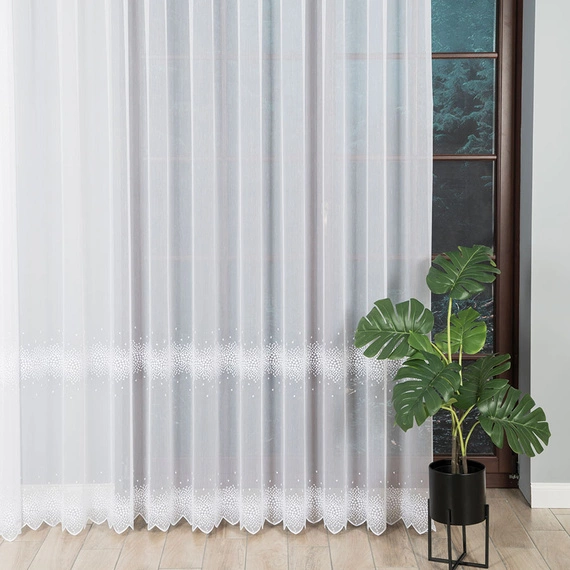 Firanka haftowana na metry 112853 / kolor biały / wysokość 280cm